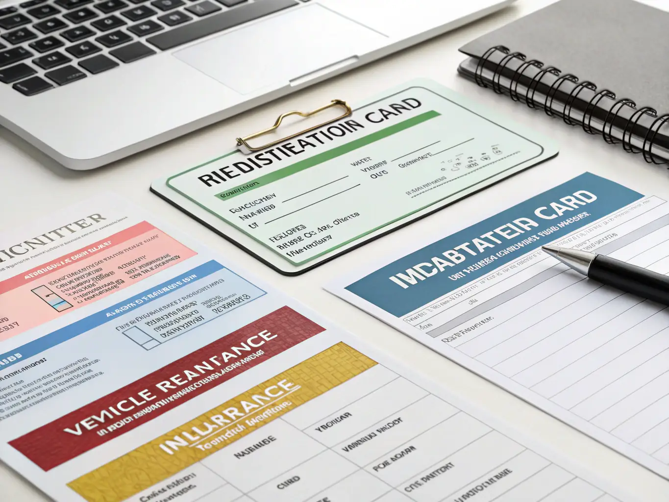 A stylized illustration showing a French license plate being processed through paperwork, symbolizing the initial documentation phase.